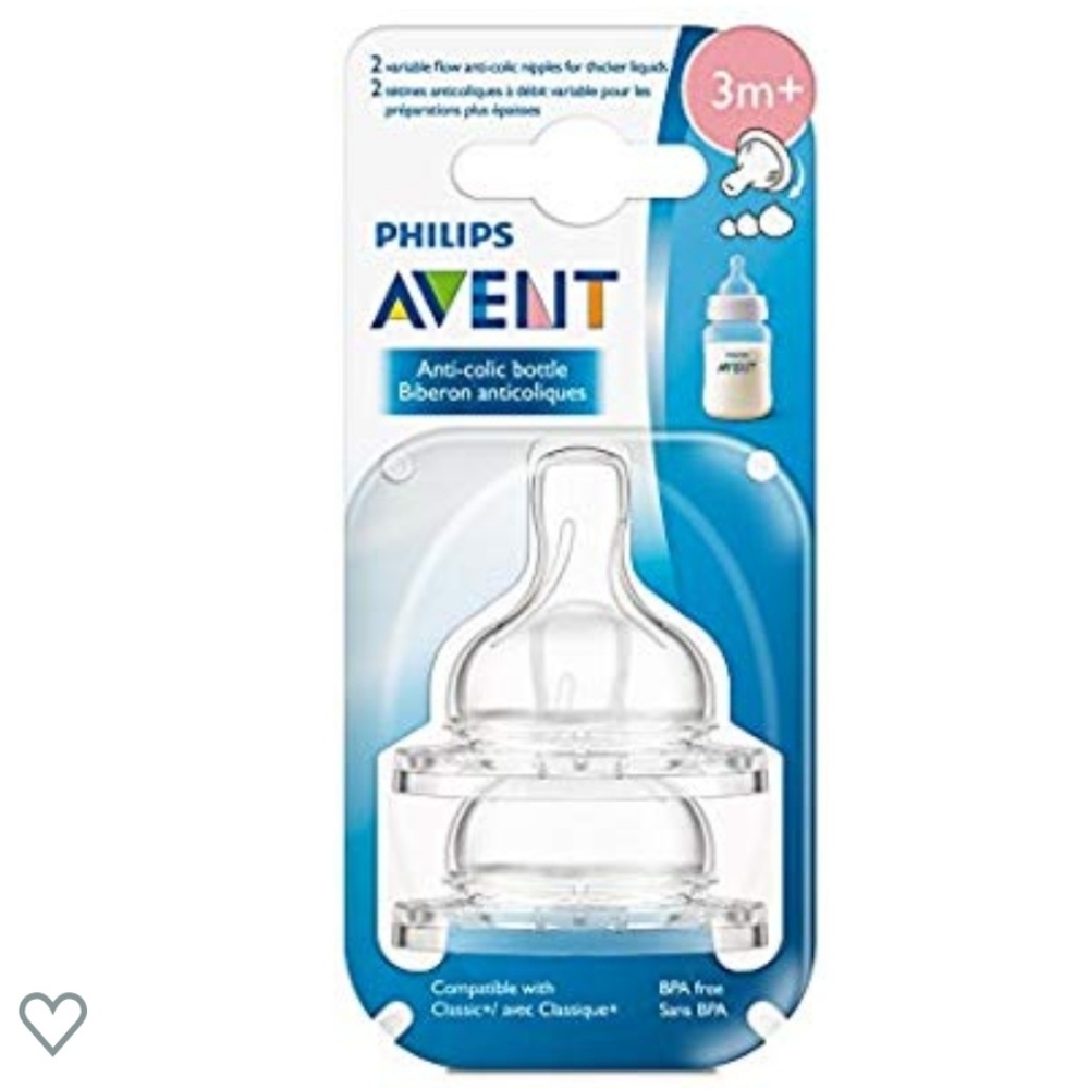🎉 NWT 3m+ Philips Avent anti-colic nipples x2
